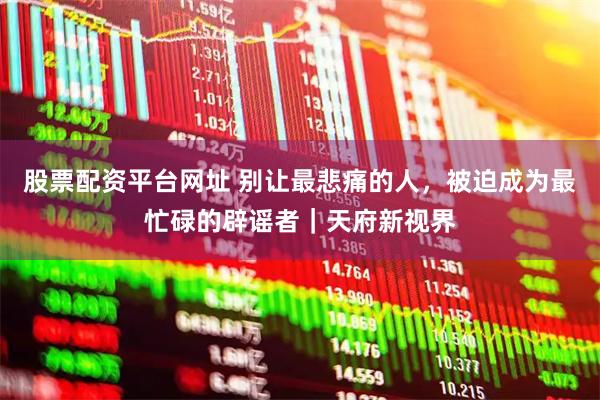 股票配资平台网址 别让最悲痛的人，被迫成为最忙碌的辟谣者｜天府新视界